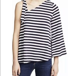 NWT Club Monaco navy and white stripe one shoulder top